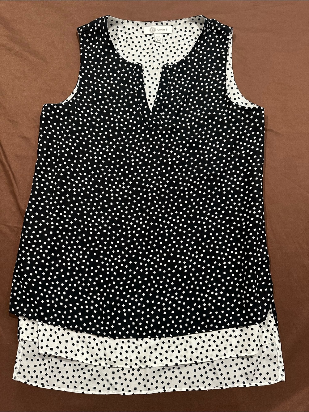 Black & White Polka Dot Sleeveless Layered Blouse
